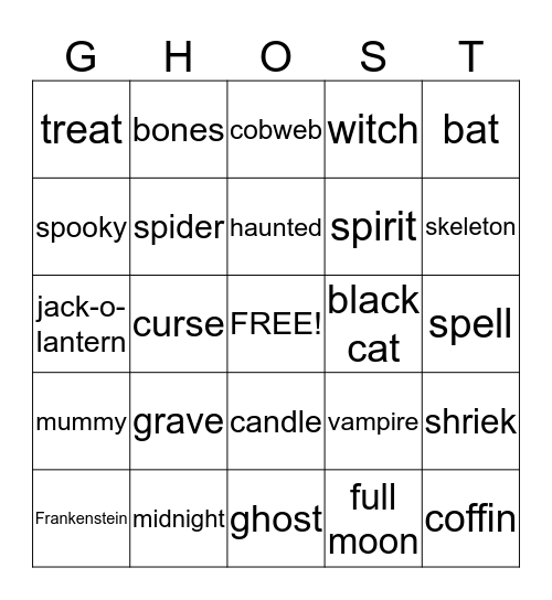 Boo to you! Bingo Card