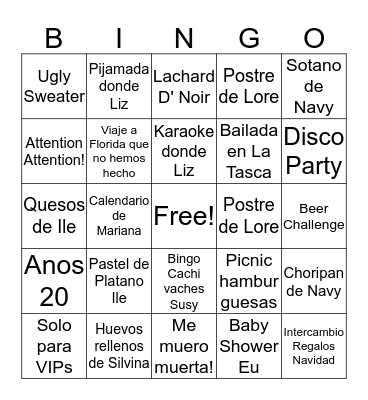 BINGO LAS COMADRES II Bingo Card