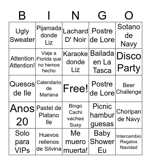 BINGO LAS COMADRES II Bingo Card