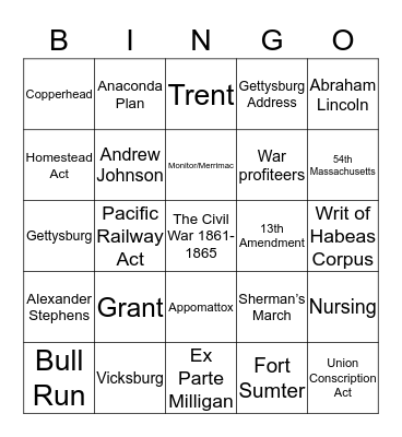 AMSCO 14 Bingo Card