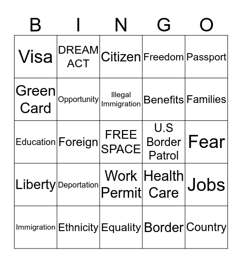 Illegal Immigration Bingo Card