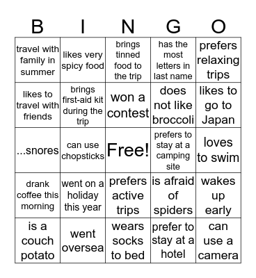 Find someone who... Bingo Card