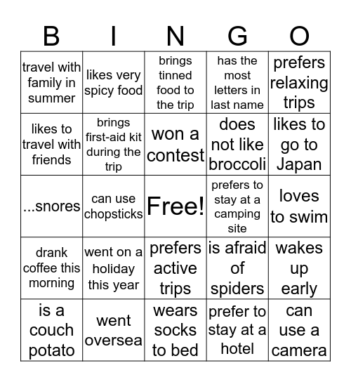 Find someone who... Bingo Card