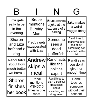 Thanksgiving Bingo Card