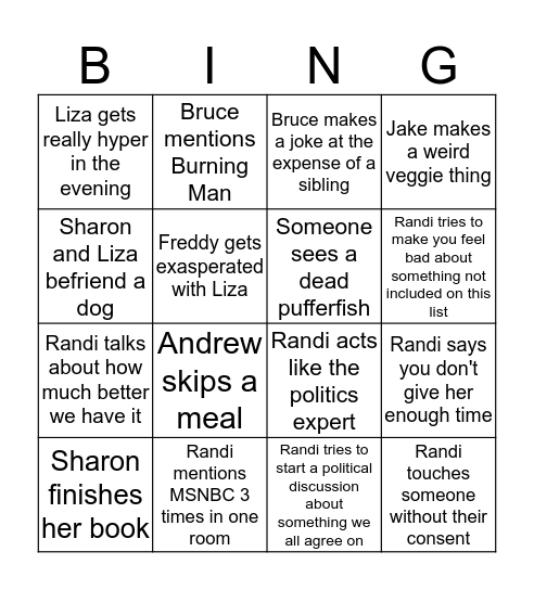 Thanksgiving Bingo Card