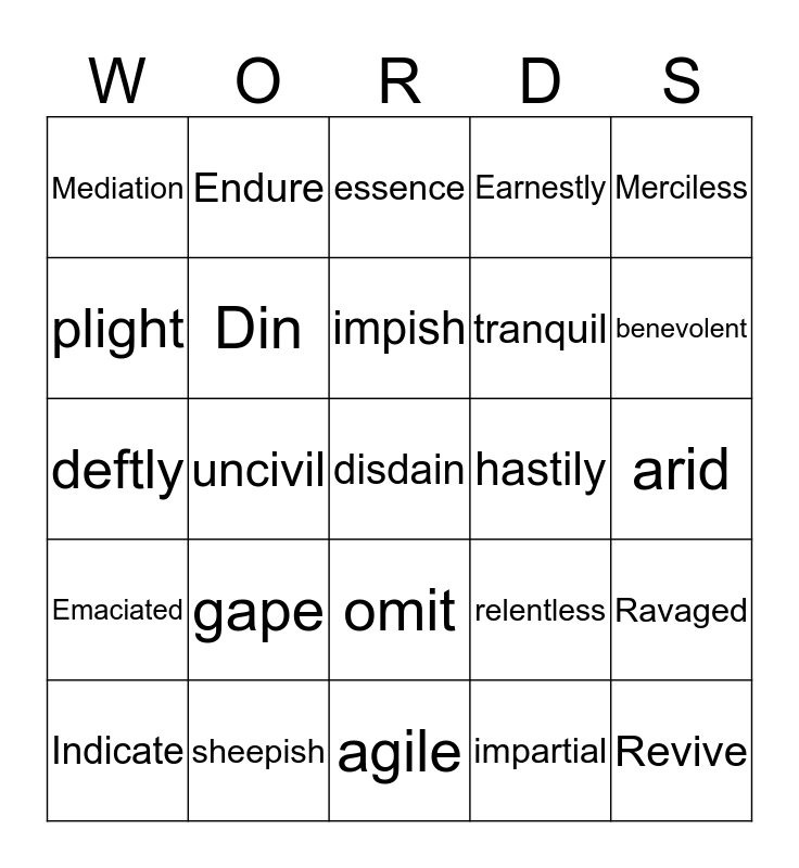 vocab-list-bingo-card