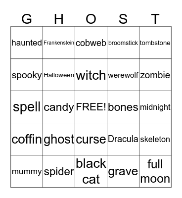 Creepy! Bingo Card