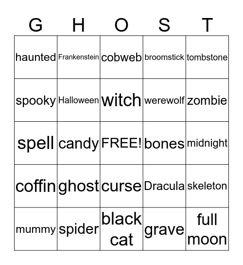 Creepy! Bingo Card