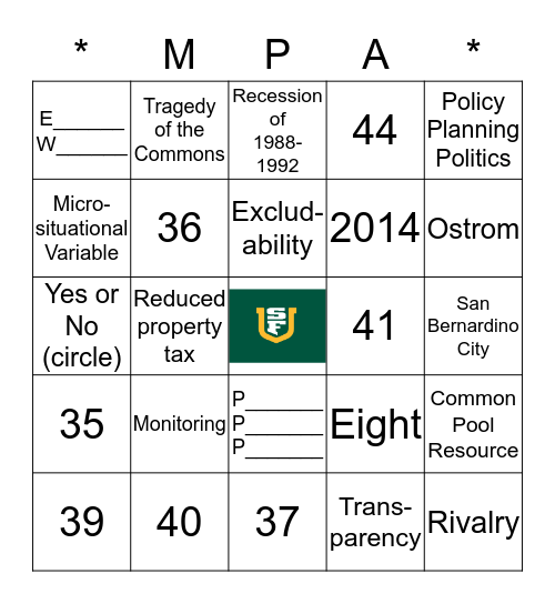 COMMON-POOL BINGO Card