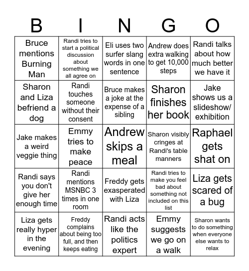 Thanksgiving Bingo Card