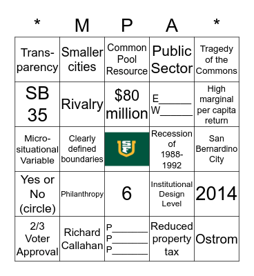 COMMON-POOL BINGO Card