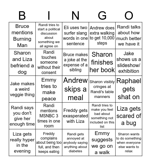 Thanksgiving Bingo Card