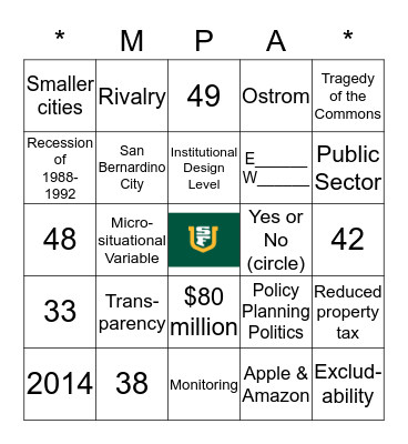 COMMON-POOL BINGO Card