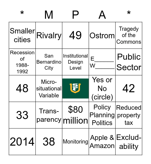 COMMON-POOL BINGO Card