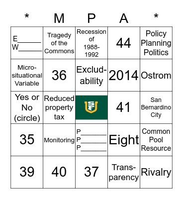 COMMON-POOL BINGO Card