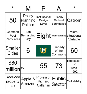 Common-Pool Bingo Card