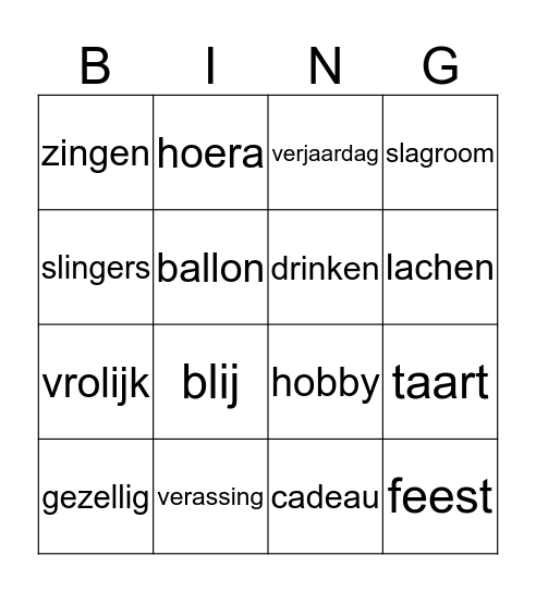 Feest Bingo! Bingo Card
