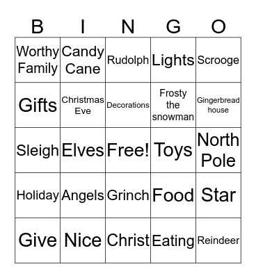 Trinity's Tree Trimming Bingo Card