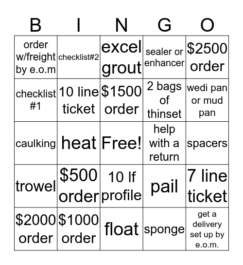 leave early bingo Card