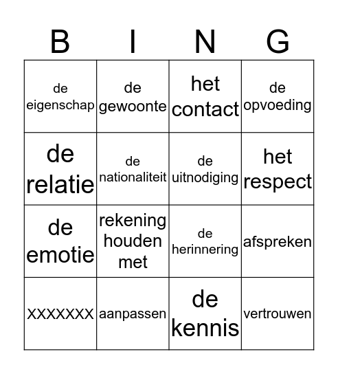 familie en vrienden, thema 1 Bingo Card