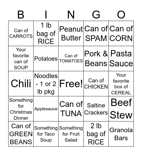 CANS OF SERVICE Bingo Card