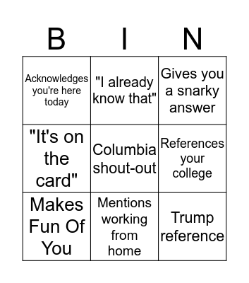 Notre Dame Special Bingo Card