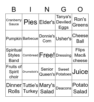 THANKSGIVING Bingo Card