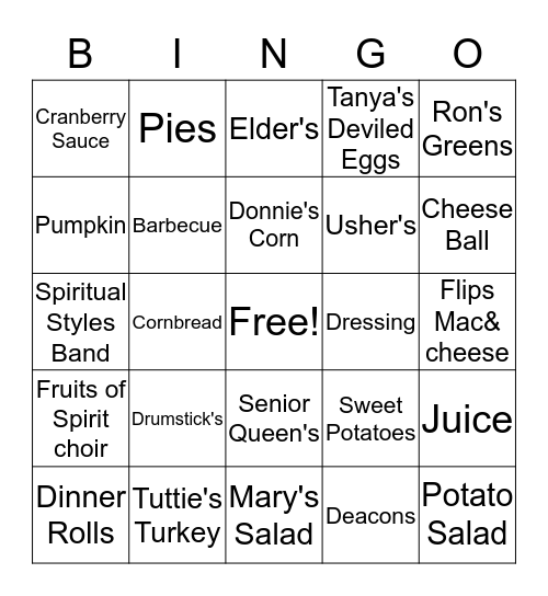 THANKSGIVING Bingo Card