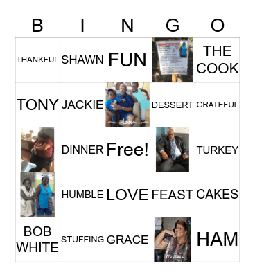 Jackie's Thanksgiving Dinner Bingo Card