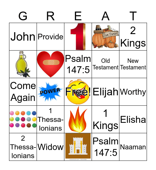 God is Great Bingo Card