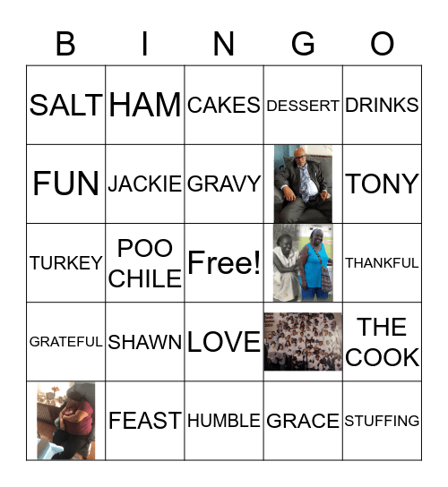 Jackie's Thanksgiving Dinner Bingo Card