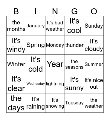 El tiempo Bingo Card