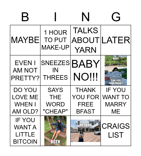 Mia's Bingo Card