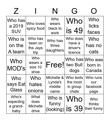 Zehrs Bingo Card