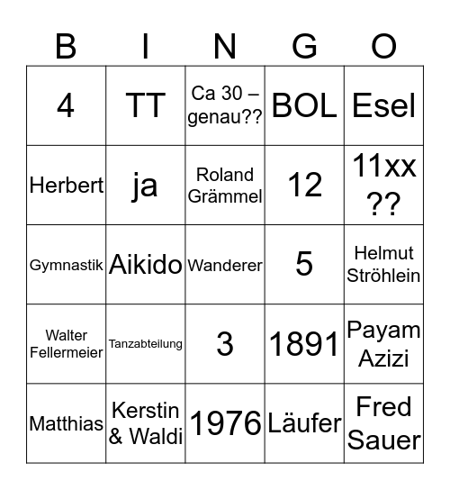 TSV Weihnachtsbingo Card