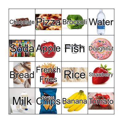 Healthy/Unhealthy Food Bingo Card