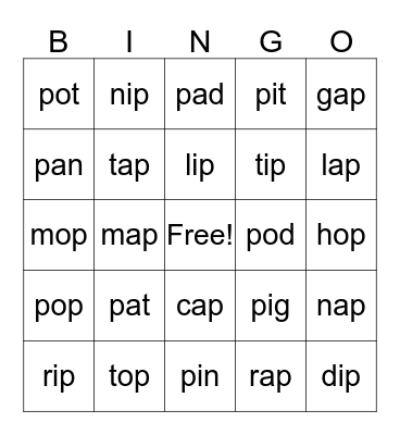 Lesson 16 Bingo Card