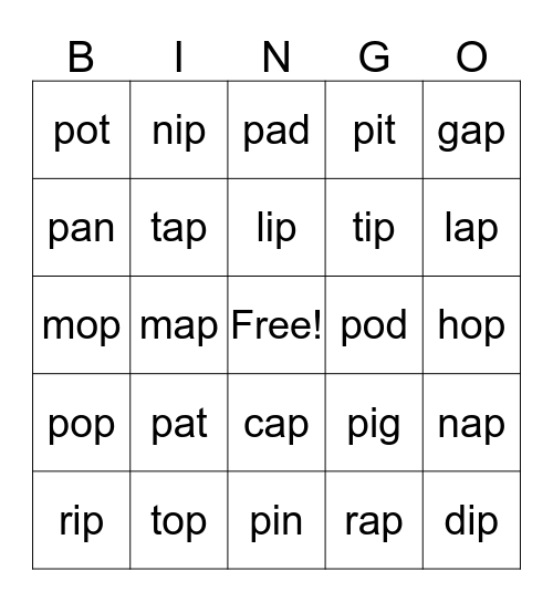 Lesson 16 Bingo Card