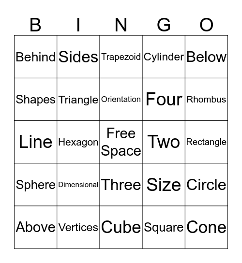 Shape Bingo Card