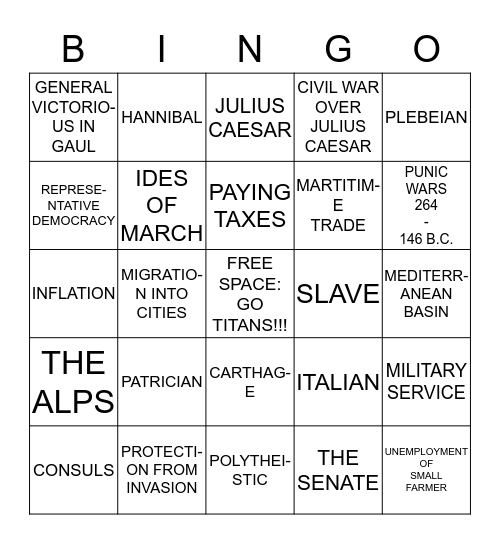 The Roman Republic Bingo Card