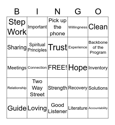 Sponsorship Bingo Card