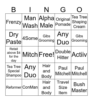Retail Bingo Card
