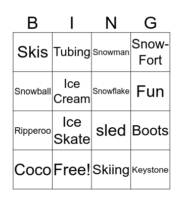 Kidtopia Bingo Card