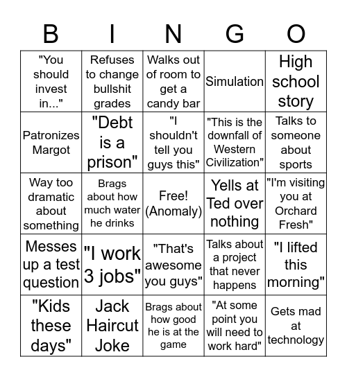 Boune Bingo Card