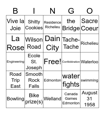 Bernard Bingo Card