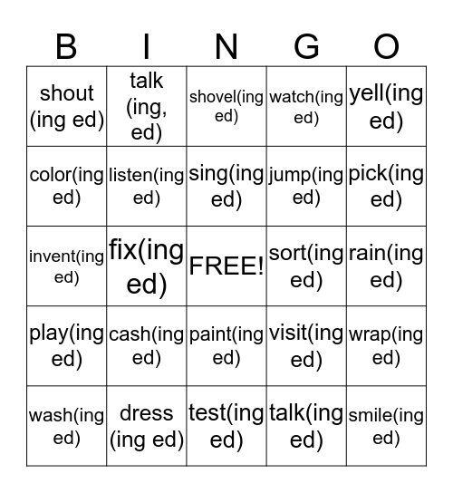 Endings Bingo Card