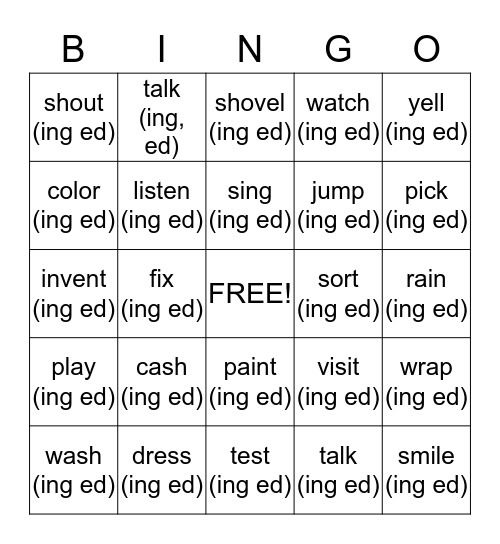 Endings Bingo Card