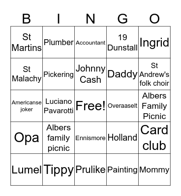 Albers Bingo Card