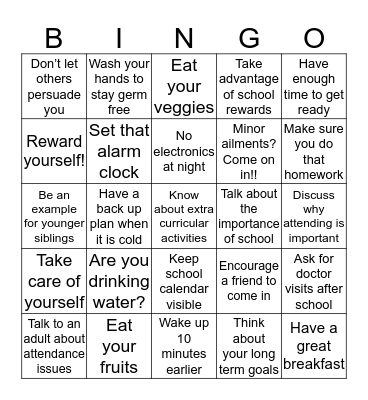 Attendance Bingo Card