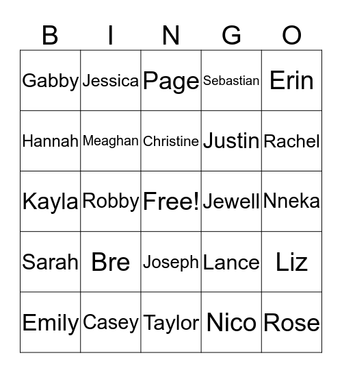 HRL Coordinators Bingo Card